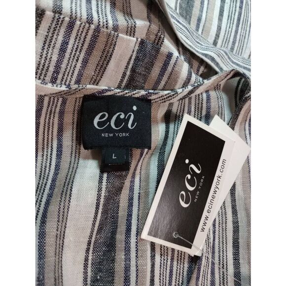 Eci New York Romper Ladies Large Sleeveless Linen Blend Wide Leg - Picture 5 of 7